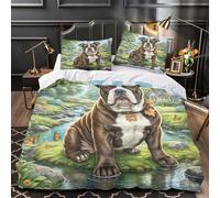 XGASVBKWA 3 Piece Cover Animal Comforter Cover 3D Printed Staffordshire Bull Terrier Bedding 2 Pillowcases Microfiber Zipper Closure for Teens Kids Super King(260x220cm)