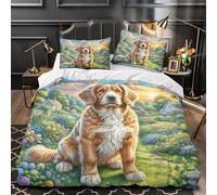 XGASVBKWA 3 Pieces Animal Quilt Cover 3D Printed English Springer Spaniel Bedding 2 Pillowcases Microfiber Zipper Closure for Teens Kids Super King(260x220cm)