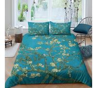 XGASVBKWA 3D Print Cosy Microfiber Almond Blossom Tree Duvet Cover Set Easy Care Bedding Set w/Pillow Cases Style paint Comforter Cover All Season Breathable Washable Bedroom Decor Double（200x200cm）