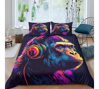 XGASVBKWA 3D Print Easy Care Microfibre Colorful Monkey Bed Quilt Cover Easy Care Bedding Set with Pillowcases Vibrant Digital Duvet Cover All Season Breathable for Home Decor Single（140x200cm）