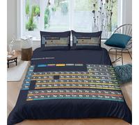XGASVBKWA 3D Print Super Soft Microfibre Periodic table Quilt Cover Sets Skin Friendly Bedding Set with Pillow Cases Educational science Bed Quilt Cover All Season for Couples Double（200x200cm）