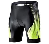 XGC Men's Cycling Shorts/Bike Shorts and Cycling Underwear with High-Density High-Elasticity and Highly Breathable 4D Sponge Padded (Black_Green, L)