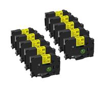 XGdEKA 10PK 12mm White Label Lamination Ribbon Works With TZe-231 Laminated Self-Adhesive Labels For PTH110 Label Printer Compatible Lamination Tape(10PK black on yellow)