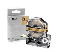 XGdEKA 12mm Satin Ribbon Tape Compatible With SFR12PK SFR12SZ SFR12SK SFR12ZK SFR12RZ SFR12GZ SS12KW Label Tape For Gift Wrapping Craft Decoration(Black on Gold)