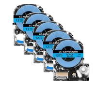 XGdEKA 12mm SS12KW Label Tape 5/10Pcs Compatible With LK-4WBN ST12KW Label Maker Works With LW-300 400 Label Printer Machine(5PK Black on Blue)