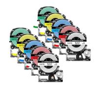 XGdEKA 12mm SS12KW Label Tape 5/10Pcs Compatible With LK-4WBN ST12KW Label Maker Works With LW-300 400 Label Printer Machine(10PK 5Mixed Colors)