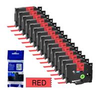 XGdEKA 15PK 6 9 12 18 24mm TZe 231 Black On White Label Tapes Works With TZE 241 335 131 TZ 631 Compatible For Label Printers(Black on red)