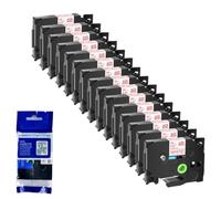 XGdEKA 15PK 6 9 12 18 24mm TZe 231 Black On White Label Tapes Works With TZE 241 335 131 TZ 631 Compatible For Label Printers(Red on white)