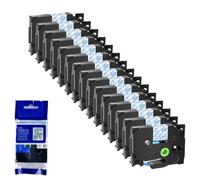 XGdEKA 15PK 6 9 12 18 24mm TZe 231 Black On White Label Tapes Works With TZE 241 335 131 TZ 631 Compatible For Label Printers(Blue on clear)