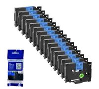 XGdEKA 15PK 6 9 12 18 24mm TZe 231 Black On White Label Tapes Works With TZE 241 335 131 TZ 631 Compatible For Label Printers(Black on blue)