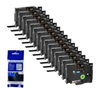 XGdEKA 15PK 6 9 12 18 24mm TZe 231 Black On White Label Tapes Works With TZE 241 335 131 TZ 631 Compatible For Label Printers(Gold on black)