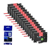 XGdEKA 15PK 6 9 12 18 24mm TZe 231 Black On White Label Tapes Works With TZE 241 335 131 TZ 631 Compatible For Label Printers(White on red)