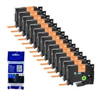XGdEKA 15PK 6 9 12 18 24mm TZe 231 Black On White Label Tapes Works With TZE 241 335 131 TZ 631 Compatible For Label Printers(White on orange)