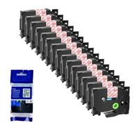 XGdEKA 15PK 6 9 12 18 24mm TZe 231 Black On White Label Tapes Works With TZE 241 335 131 TZ 631 Compatible For Label Printers(Red on clear)