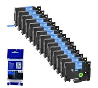 XGdEKA 15PK 6 9 12 18 24mm TZe 231 Black On White Label Tapes Works With TZE 241 335 131 TZ 631 Compatible For Label Printers(White on blue)