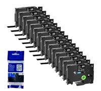 XGdEKA 15PK 6 9 12 18 24mm TZe 231 Black On White Label Tapes Works With TZE 241 335 131 TZ 631 Compatible For Label Printers(White on black)