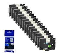 XGdEKA 15PK 6 9 12 18 24mm TZe 231 Black On White Label Tapes Works With TZE 241 335 131 TZ 631 Compatible For Label Printers(Gold on white)