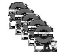 XGdEKA 2 5pcs SS12KW ST12KW 12mm Label Tape Compatible With LK-4WBN SC12YW SC12KZ For LW-300 400 Label Maker(5PK White on Black)