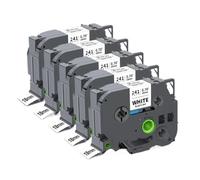 XGdEKA 2pcs 5pcs 18mm TZe241 Compatible Label Tape TZ 241 Black On White Laminated Tape Works With Label Maker Machine(5PK Black on White)