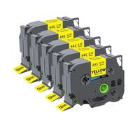 XGdEKA 2pcs 5pcs 18mm TZe241 Compatible Label Tape TZ 241 Black On White Laminated Tape Works With Label Maker Machine(5PK Black on Yellow)