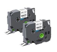 XGdEKA 2pcs 5pcs 18mm TZe241 Compatible Label Tape TZ 241 Black On White Laminated Tape Works With Label Maker Machine(2PK Black on White)