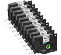 XGdEKA 3 5 8 10 Pcs Heat Shrink Tapes Compatible With Label Maker Ribbon For HSE-231 HS-631 Works With PT-P750W Printer(10PK Black on White)