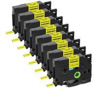 XGdEKA 3 5 8 10 Pcs Heat Shrink Tapes Compatible With Label Maker Ribbon For HSE-231 HS-631 Works With PT-P750W Printer(8PK Black on Yellow)