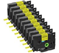 XGdEKA 3 5 8 10 Pcs Heat Shrink Tapes Compatible With Label Maker Ribbon For HSE-231 HS-631 Works With PT-P750W Printer(10PK Black on Yellow)