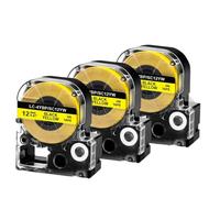 XGdEKA 3PK 6PK SS12KW LK-4WBN Black On White 12mm Label Tape For Label Maker Compatible With LW-300 LW-400 LW700 Printers(3PK Black on Yellow)