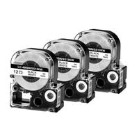XGdEKA 3PK 6PK SS12KW LK-4WBN Black On White 12mm Label Tape For Label Maker Compatible With LW-300 LW-400 LW700 Printers(3PK Black on White)