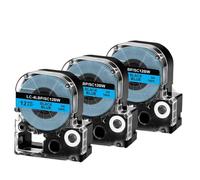 XGdEKA 3PK 6PK SS12KW LK-4WBN Black On White 12mm Label Tape For Label Maker Compatible With LW-300 LW-400 LW700 Printers(3PK Black on Blue)