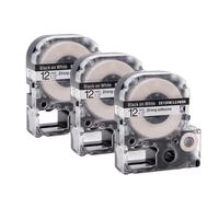XGdEKA 3PK Black On White SS12KW 12mm Label Tape Compatible With LW Series Label Makers Like LW-300 LW-400 LW-500 LW-600P LW-700 And Similar Models