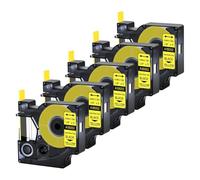 XGdEKA 5 Pack 6mm Heat Shrink Tubes Label A18052 Black On Yellow Compatible With Rhion 4200 450 Duo Printer
