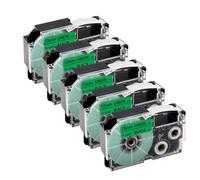 XGdEKA 5Pcs 10Pcs XR12WE Compatible Label Tape Ribbon For KL-60 KL-100 Label Printer Works With XR-12WE XR-12YW XR-9WE XR-9YW 9mm 12mm(5PK Black on Green)