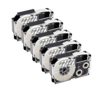 XGdEKA 5Pcs 10Pcs XR12WE Compatible Label Tape Ribbon For KL-60 KL-100 Label Printer Works With XR-12WE XR-12YW XR-9WE XR-9YW 9mm 12mm(5PK Black on Clear)