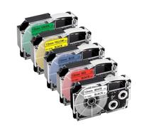 XGdEKA 5Pcs 10Pcs XR12WE Compatible Label Tape Ribbon For KL-60 KL-100 Label Printer Works With XR-12WE XR-12YW XR-9WE XR-9YW 9mm 12mm(5PK 5Mixed Colors)