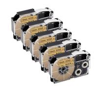 XGdEKA 5Pcs 10Pcs XR12WE Compatible Label Tape Ribbon For KL-60 KL-100 Label Printer Works With XR-12WE XR-12YW XR-9WE XR-9YW 9mm 12mm(5PK Black on Gold)
