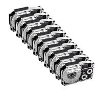 XGdEKA 5Pcs 10Pcs XR12WE Compatible Label Tape Ribbon For KL-60 KL-100 Label Printer Works With XR-12WE XR-12YW XR-9WE XR-9YW 9mm 12mm(10PK Black on White)