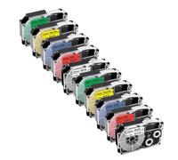 XGdEKA 5Pcs 10Pcs XR12WE Compatible Label Tape Ribbon For KL-60 KL-100 Label Printer Works With XR-12WE XR-12YW XR-9WE XR-9YW 9mm 12mm(10PK 5Mixed Colors)