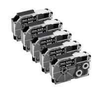 XGdEKA 5Pcs 10Pcs XR12WE Compatible Label Tape Ribbon For KL-60 KL-100 Label Printer Works With XR-12WE XR-12YW XR-9WE XR-9YW 9mm 12mm(5PK White on Black)