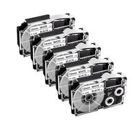 XGdEKA 5Pcs 10Pcs XR12WE Compatible Label Tape Ribbon For KL-60 KL-100 Label Printer Works With XR-12WE XR-12YW XR-9WE XR-9YW 9mm 12mm(5PK Black on White)