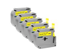 XGdEKA 5Pcs MK-231 M-K231 MK231 MK-131 MK Tape Adhesive Label Compatible With Label Printer PT-70 PT-80(5PK Black on Yellow)