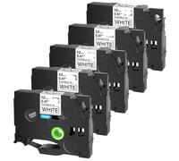 XGdEKA 5PK 12mm Black On White Flexible ID Laminated Tape TZe FX231 Compatible With PT 1010B Label Printers