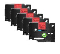 XGdEKA 5PK 12mm Black On White TZe-231 Label Tapes Works With TZE-241 335 TZ 631 Label Printers Compatible For H110 PT-1180(Black on red)