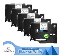 XGdEKA 5PK 12mm Black On White TZe-231 Label Tapes Works With TZE-241 335 TZ 631 Label Printers Compatible For H110 PT-1180(Black on white)