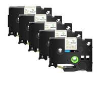 XGdEKA 5PK 12mm Black On White TZe-231 Label Tapes Works With TZE-241 335 TZ 631 Label Printers Compatible For H110 PT-1180(Gold on white)