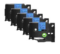 XGdEKA 5PK 12mm Black On White TZe-231 Label Tapes Works With TZE-241 335 TZ 631 Label Printers Compatible For H110 PT-1180(Black on blue)