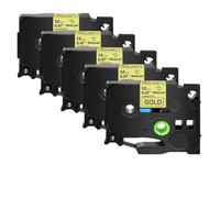 XGdEKA 5PK 12mm Black On White TZe-231 Label Tapes Works With TZE-241 335 TZ 631 Label Printers Compatible For H110 PT-1180(Black on gold)