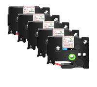 XGdEKA 5PK 12mm Black On White TZe-231 Label Tapes Works With TZE-241 335 TZ 631 Label Printers Compatible For H110 PT-1180(Red on white)