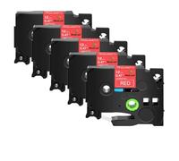 XGdEKA 5PK 12mm Black On White TZe-231 Label Tapes Works With TZE-241 335 TZ 631 Label Printers Compatible For H110 PT-1180(White on red)